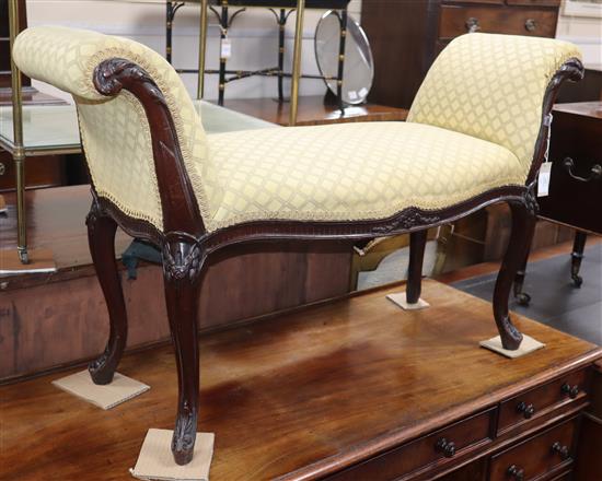 A George III French Hepplewhite mahogany window seat, W.3ft 7in. D.1ft 1in. H.2ft 2in.